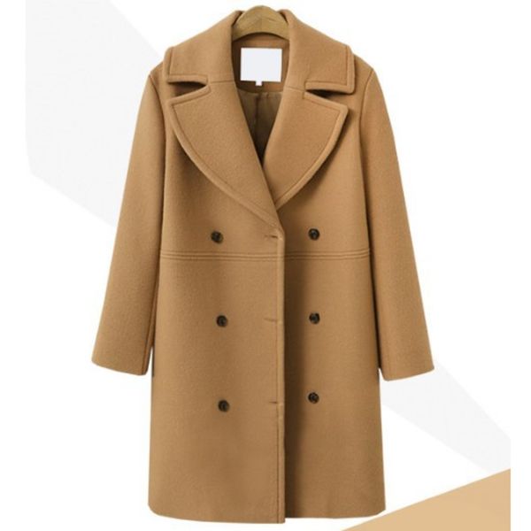 women's cotton wool long medium breasted plus winter size elegant jacket lady of the office coat wrqd, Black
women's cotton wool long medium breasted plus winter size elegant jacket lady of the office coat wrqd, Black