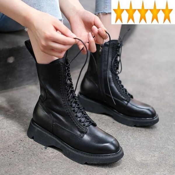 fashion motorcycle autumn street women flat with genuine leather shoes vintage cowhide platform lace up short boots, Black
fashion motorcycle autumn street women flat with genuine leather shoes vintage cowhide platform lace up short boots, Black