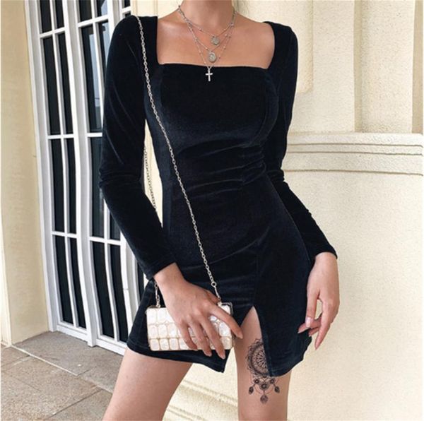 casual dresses fall winter streetwear velvet women midi dress long sleeve bodycon club party pencil a-line hem slit, Black;gray
casual dresses fall winter streetwear velvet women midi dress long sleeve bodycon club party pencil a-line hem slit, Black;gray