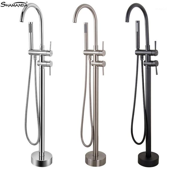 shamanda bath solid brass chrome nickel brushed black bathtub floor stand faucet mixer tap 360 rotation spout with handshower1
shamanda bath solid brass chrome nickel brushed black bathtub floor stand faucet mixer tap 360 rotation spout with handshower1