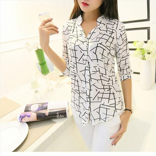 shirt women striped half sleeve buttons turn down collar chiffon blouse brief camisa feminina dropshipping, White
shirt women striped half sleeve buttons turn down collar chiffon blouse brief camisa feminina dropshipping, White