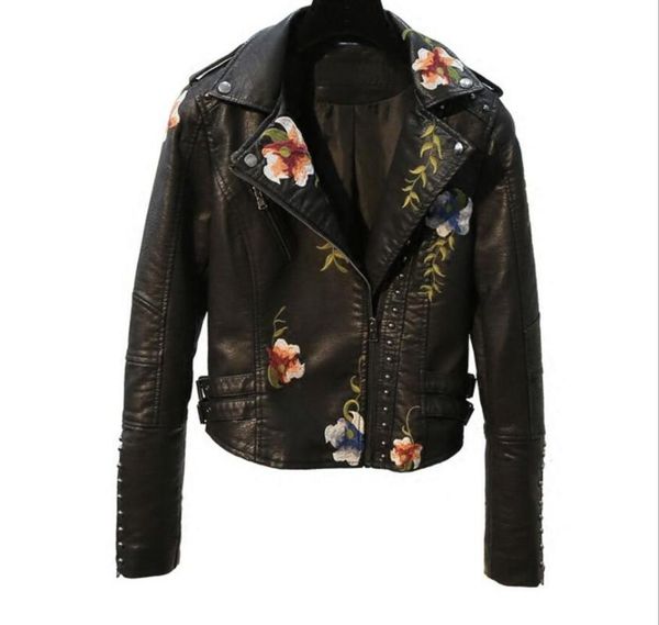 women's leather & faux autumn and winter slim joker black rivet embroidery washed pu jacket motorcycle short coat
women's leather & faux autumn and winter slim joker black rivet embroidery washed pu jacket motorcycle short coat