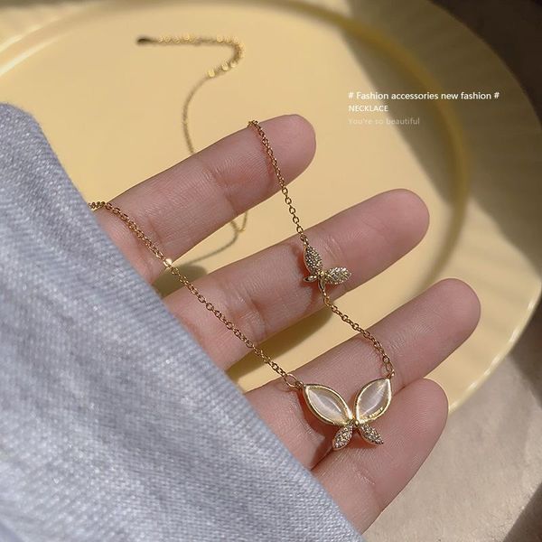chains light luxury niche design butterfly opal necklace titanium steel cold wind clavicle chain temperament net red pendant for women, Silver
chains light luxury niche design butterfly opal necklace titanium steel cold wind clavicle chain temperament net red pendant for women, Silver