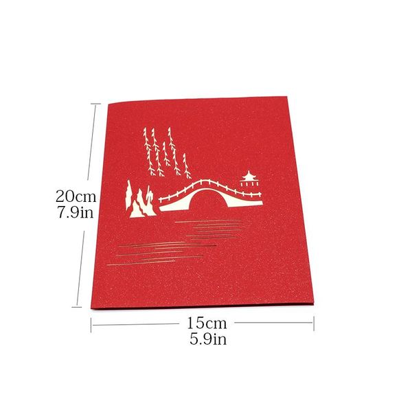 10 упаковок оптом парк ландшафт всплывающая карта день рождения с конвертом наклейка лазерное вырезать приглашение открытка открытка киригам