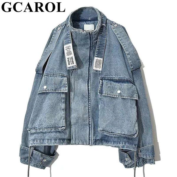gcarol women denim jacket stand collar boyfriend style oversize loose coat chic 2 big pockets outfits for 4 season 201126, Black;brown 
gcarol women denim jacket stand collar boyfriend style oversize loose coat chic 2 big pockets outfits for 4 season 201126, Black;brown