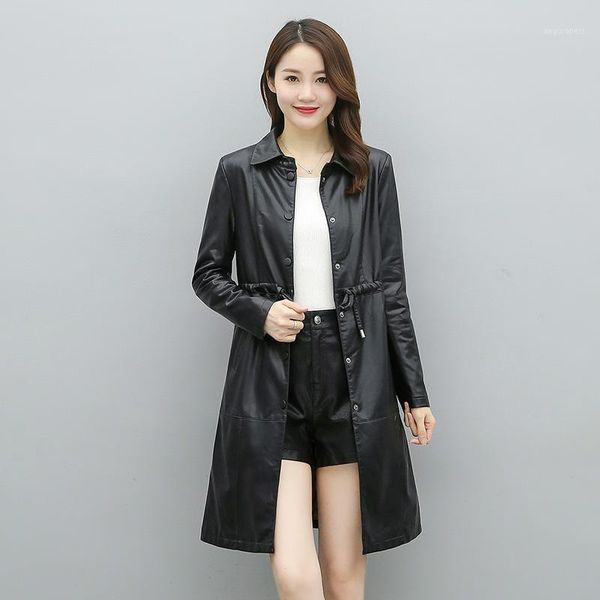 women pu leather long coat faux leather korean casual loose windbreaker 2021 new lace up coat1, Black
women pu leather long coat faux leather korean casual loose windbreaker 2021 new lace up coat1, Black