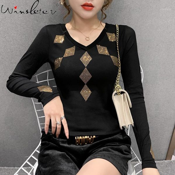 fall winter korean clothes tshirt fashion v-neck dimonds long sleeve cotton back lace camiseta mujer tees t00506a1, White
fall winter korean clothes tshirt fashion v-neck dimonds long sleeve cotton back lace camiseta mujer tees t00506a1, White