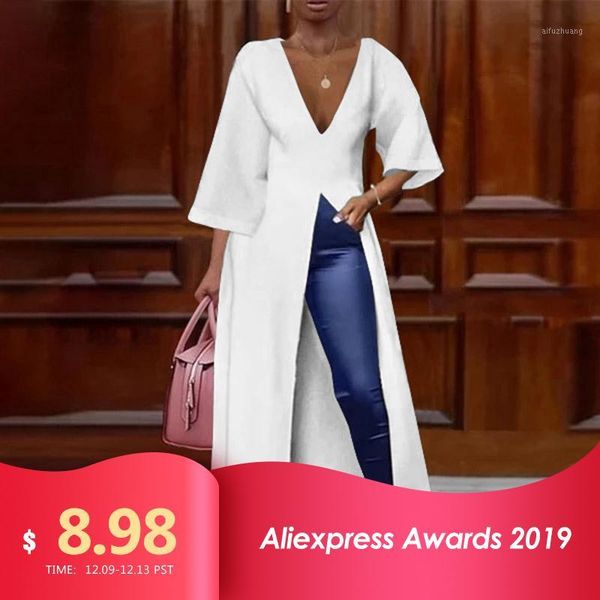 vonda women v neck split hem long shirts cocktail party dress office long blouses female holiday vestidos plus size1, White
vonda women v neck split hem long shirts cocktail party dress office long blouses female holiday vestidos plus size1, White