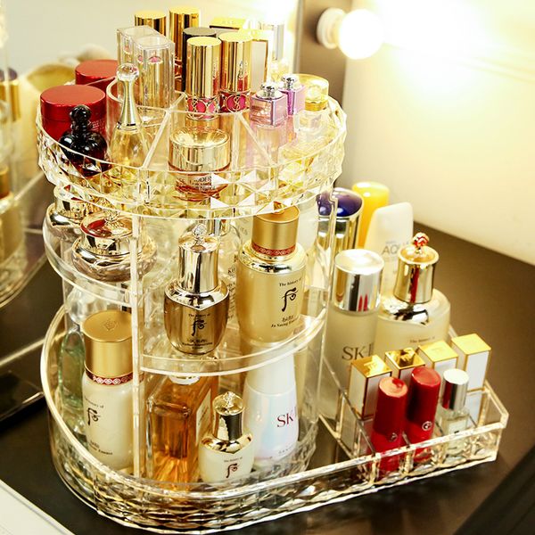 new arrival l shape 360 degrees organizer multifunctional spinning makeup storage lipstick box q1130