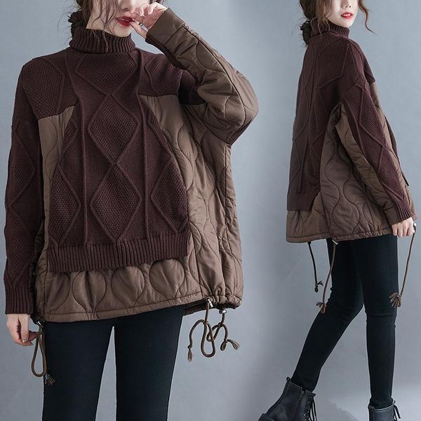 fashion 2021 turtleneck jumpers knit argyle sweater women's patchwork cotton padded pullovers drawstring knitwear faux two cloth, White;black
fashion 2021 turtleneck jumpers knit argyle sweater women's patchwork cotton padded pullovers drawstring knitwear faux two cloth, White;black