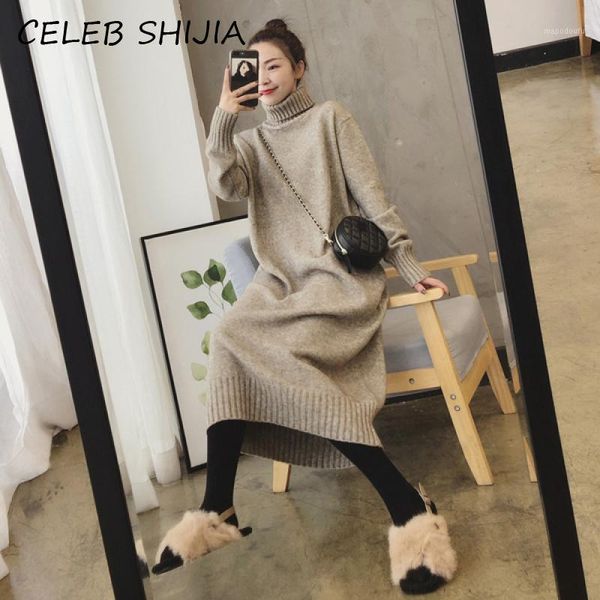 shijia new turtleneck knitted long dress woman autumn winter full sleeve solid elegant warm sweater dress female 2020 korean1, Black;gray
shijia new turtleneck knitted long dress woman autumn winter full sleeve solid elegant warm sweater dress female 2020 korean1, Black;gray