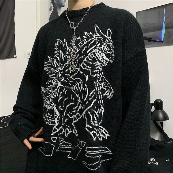 2021 cartoon monster retro dinosaur cotton loose round neck long sleeve knit thick harajuku sweater female aecp, White;black
2021 cartoon monster retro dinosaur cotton loose round neck long sleeve knit thick harajuku sweater female aecp, White;black
