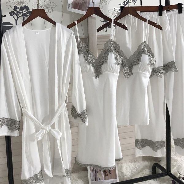 White 5PCS Robe Sey Pajamas Women Satin Sleepwear Sexy Kimono Bathrobe Gown Silky Nightwear Bridal Bridesmaid Wedding Robe, Red 5pcs set
White 5PCS Robe Sey Pajamas Women Satin Sleepwear Sexy Kimono Bathrobe Gown Silky Nightwear Bridal Bridesmaid Wedding Robe, Red 5pcs set