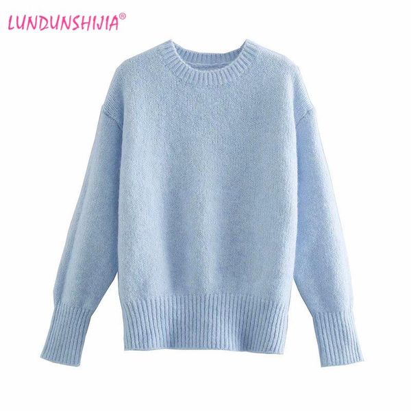 women's sweaters lundunshijia 2021 spring autumn soft touch blue sweater women fashion o-neck loose ladies knitting pullovers, White;black
women's sweaters lundunshijia 2021 spring autumn soft touch blue sweater women fashion o-neck loose ladies knitting pullovers, White;black