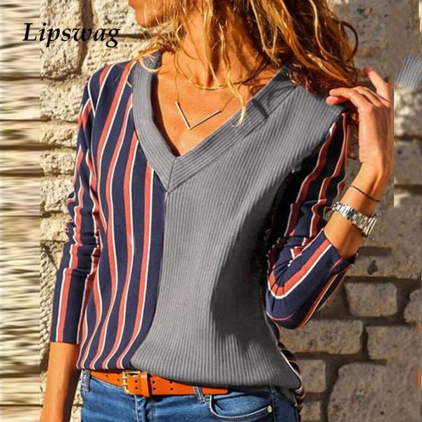 women's blouses & shirts 2021 autumn fashion patchwork striped blouse women casual v neck pullover elegant office ladies long sleeve v, White
women's blouses & shirts 2021 autumn fashion patchwork striped blouse women casual v neck pullover elegant office ladies long sleeve v, White