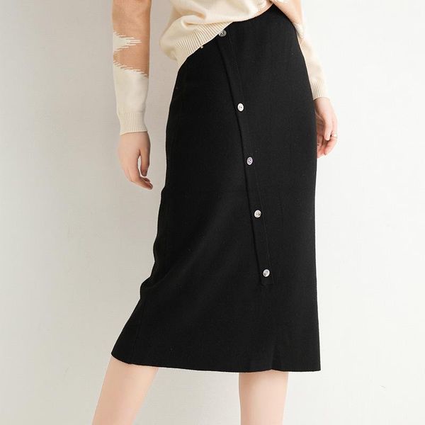 2020 korean style new autumn winter knitted midi skirts soild color women fashion high waist office ladies casual sweater, Black 
2020 korean style new autumn winter knitted midi skirts soild color women fashion high waist office ladies casual sweater, Black