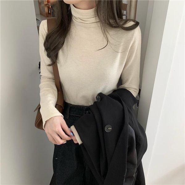 women's t-shirt all-match pile-collar inner bottoming long-sleeved slim-fit women t shirt solid color, White
women's t-shirt all-match pile-collar inner bottoming long-sleeved slim-fit women t shirt solid color, White