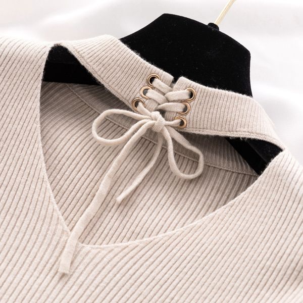 oumengka lace up crop casual women sweater autumn winter knitted pullovers long sleeve v neck slim jumper bandage sweater lj201127, White;black
oumengka lace up crop casual women sweater autumn winter knitted pullovers long sleeve v neck slim jumper bandage sweater lj201127, White;black