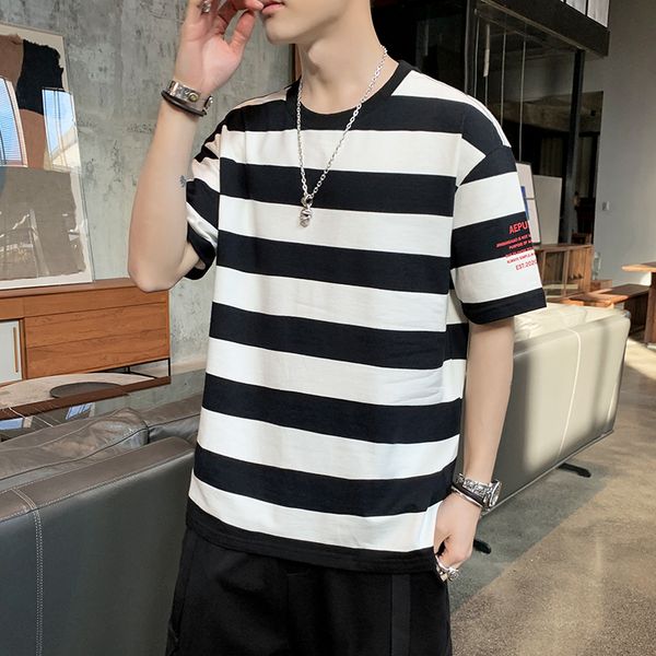 2021 new male 100% cotton stripes of men's knitted tshirt t t-shirts hip hop shirt k305 l7al, White;black
2021 new male 100% cotton stripes of men's knitted tshirt t t-shirts hip hop shirt k305 l7al, White;black