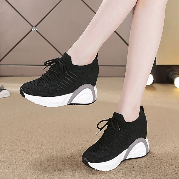 height increasing women fashion sneakers summer flying knitting wedges casual shoes breathable lace up platform sneaker xu011 201202, Black
height increasing women fashion sneakers summer flying knitting wedges casual shoes breathable lace up platform sneaker xu011 201202, Black