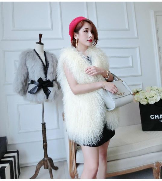 women's leather & faux european and american style fashion autumn long sheep fur vest outerwear for women, Black
women's leather & faux european and american style fashion autumn long sheep fur vest outerwear for women, Black