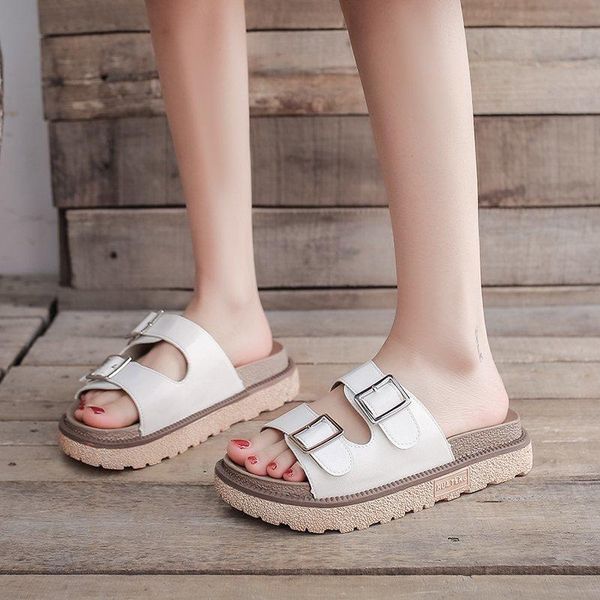 slippers summer women's flat heels sandals women 2021 platform fashion metal buckle ladies thick sole femmes sandales, Black
slippers summer women's flat heels sandals women 2021 platform fashion metal buckle ladies thick sole femmes sandales, Black