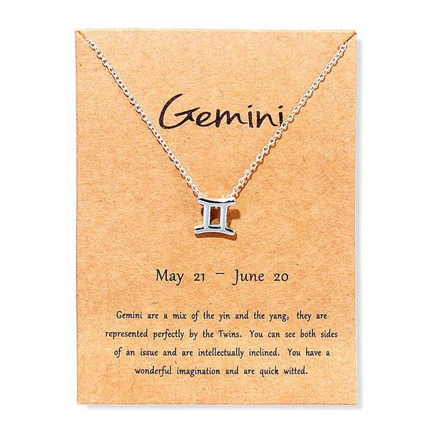 women gemini virgo libra message card jewelry 12 constellation pendant necklace chain necklace birthday gift, Silver
women gemini virgo libra message card jewelry 12 constellation pendant necklace chain necklace birthday gift, Silver