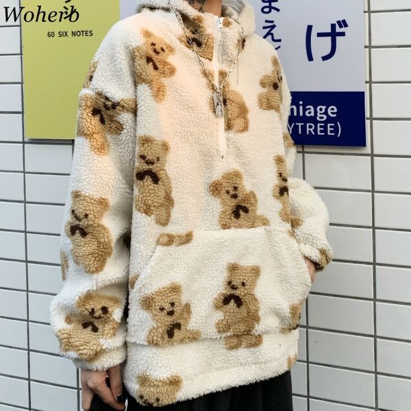 woherb fashion hoodies women lamb wool coat harajuku bear bf hooded oversized outwear streetwear female sweatshirt 4e806 201126, Black
woherb fashion hoodies women lamb wool coat harajuku bear bf hooded oversized outwear streetwear female sweatshirt 4e806 201126, Black