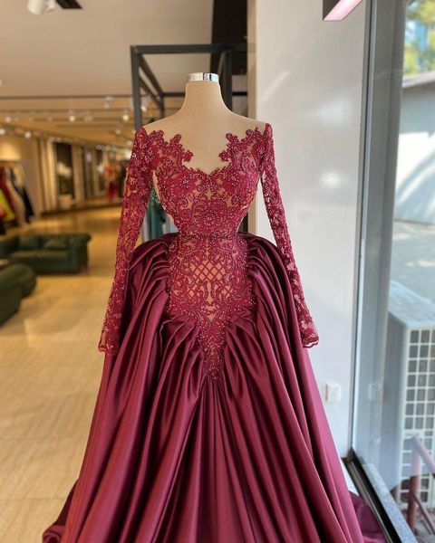 2021 gorgeous arabic burgundy luxurious lace evening dresses beaded long sleeves prom dresses formal party second reception gowns, Black;red
2021 gorgeous arabic burgundy luxurious lace evening dresses beaded long sleeves prom dresses formal party second reception gowns, Black;red