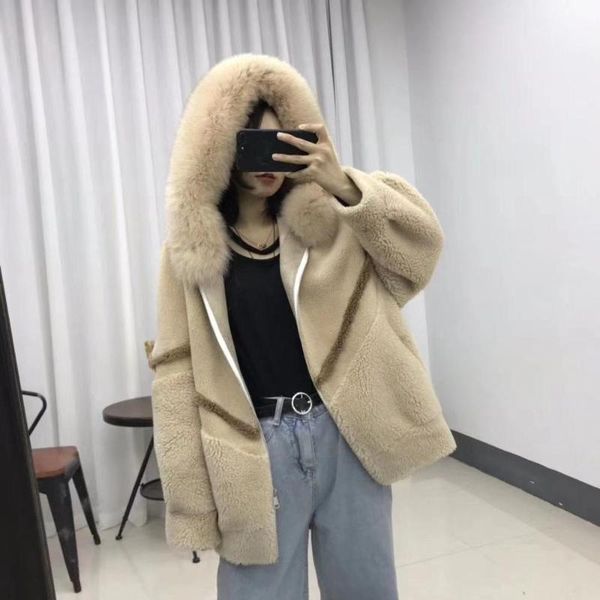 women's fur & faux zizhen short jacket sheep overcoat with trim hood suede inside winter woman zipper pockets wz19901, Black
women's fur & faux zizhen short jacket sheep overcoat with trim hood suede inside winter woman zipper pockets wz19901, Black