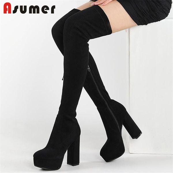 boots asumer european style over the knee thigh high women super heels platform shoes zip casual party ladies, Black
boots asumer european style over the knee thigh high women super heels platform shoes zip casual party ladies, Black