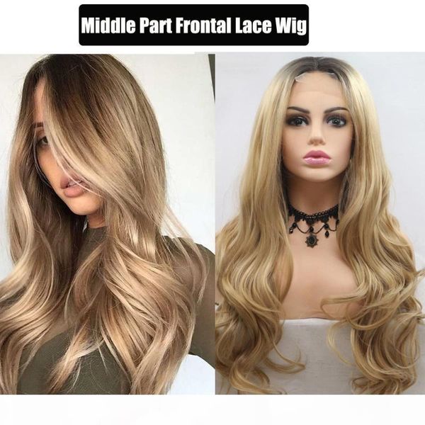 long blonde body wave lace front wig ombre golden hair heat resistant fibers synthetic lace front wig half hand tied, Black
long blonde body wave lace front wig ombre golden hair heat resistant fibers synthetic lace front wig half hand tied, Black