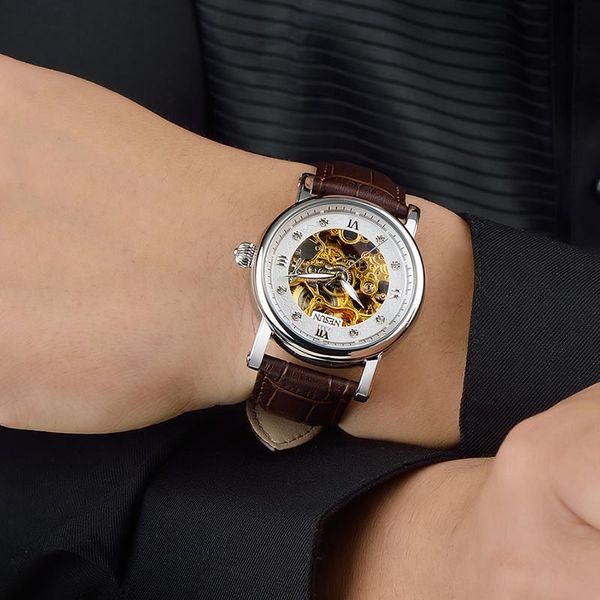 wristwatches nesun men luxury brand fashion self-wind waterproof hollow automatic mechanical clock male relogio masculino, Slivery;brown
wristwatches nesun men luxury brand fashion self-wind waterproof hollow automatic mechanical clock male relogio masculino, Slivery;brown