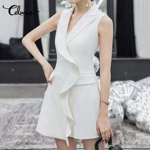 casual dresses celmia elegant suit collar dress women 2021 fashion sleeveless sundress summer ruffles solid mini vestidos plus size 5xl, Black;gray
casual dresses celmia elegant suit collar dress women 2021 fashion sleeveless sundress summer ruffles solid mini vestidos plus size 5xl, Black;gray