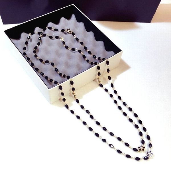 double layers black crystal beads long necklace women bijoux new fashion jewelry fine gifts for mother y200730, Silver
double layers black crystal beads long necklace women bijoux new fashion jewelry fine gifts for mother y200730, Silver