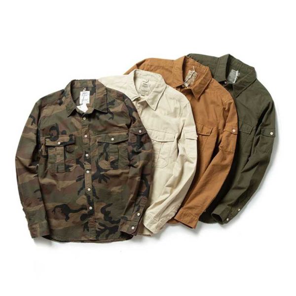 men's casual shirts 2021 spring japanese tooling vintage long-sleeved jacket camouflage fashion shirt cotton loose, White;black
men's casual shirts 2021 spring japanese tooling vintage long-sleeved jacket camouflage fashion shirt cotton loose, White;black