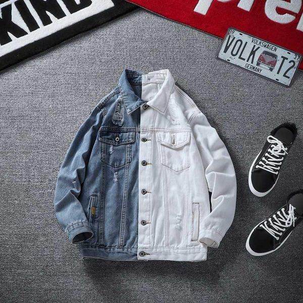 denim loose men stylish cowboy splice black white bomber outwear clothing men's jean jacket hip hop coat1, Black;brown
denim loose men stylish cowboy splice black white bomber outwear clothing men's jean jacket hip hop coat1, Black;brown