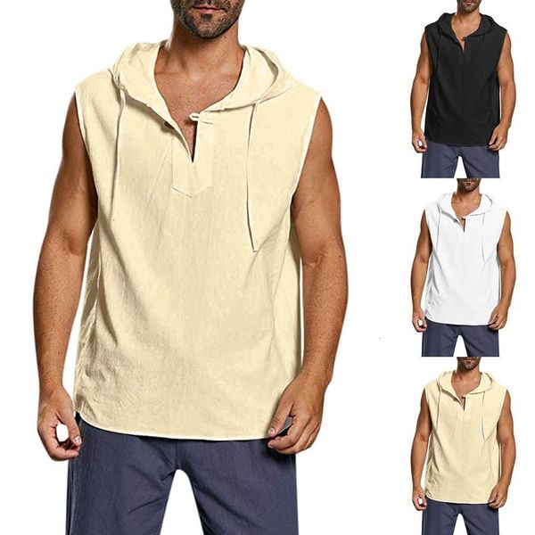 men's baggy cotton linen solid button beach sleeveless hooded shirt tank drop shipping good quality, White;black
men's baggy cotton linen solid button beach sleeveless hooded shirt tank drop shipping good quality, White;black