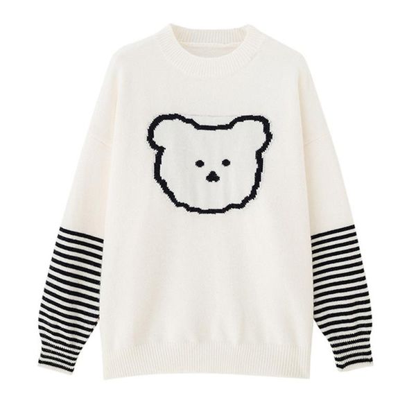 women's sweaters cartoon bear sweater women loose outer wear 2021 autumn and winter lazy sweet fashion all match pullover knitted c289, White;black
women's sweaters cartoon bear sweater women loose outer wear 2021 autumn and winter lazy sweet fashion all match pullover knitted c289, White;black