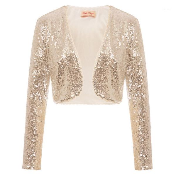 luxury slim jacket for women shining sequined long sleeve cropped length open stitch party solid color coat bolero shrug1, Black;brown
luxury slim jacket for women shining sequined long sleeve cropped length open stitch party solid color coat bolero shrug1, Black;brown