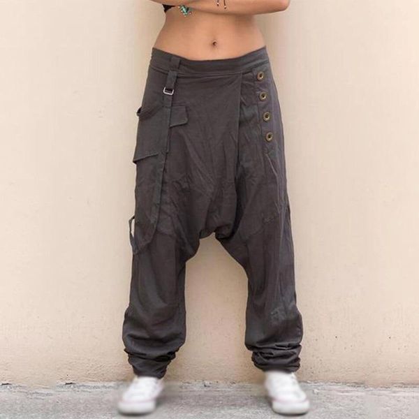 women trousers pure color low waist button solid color small foot crotch harem pants summer ladies casual full length pants lady, Black;white
women trousers pure color low waist button solid color small foot crotch harem pants summer ladies casual full length pants lady, Black;white