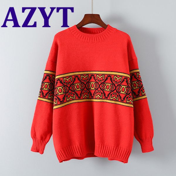 azyt autumn winter new women's sweater pullovers vintage loose o neck knit jumpers female korean style knitwear casual 2021 h1211, White;black
azyt autumn winter new women's sweater pullovers vintage loose o neck knit jumpers female korean style knitwear casual 2021 h1211, White;black
