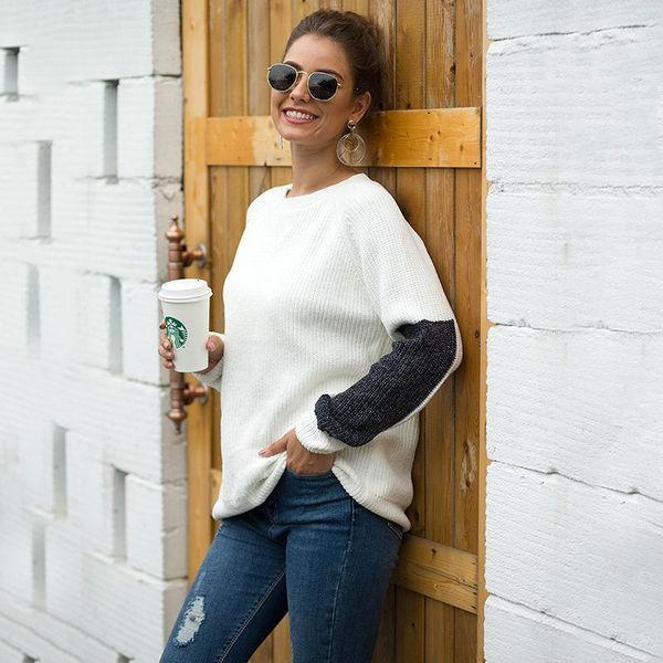 european style thin woman sweater autumn spring long sleeve o-neck patchwork female sweater women sweaters1, White;black
european style thin woman sweater autumn spring long sleeve o-neck patchwork female sweater women sweaters1, White;black