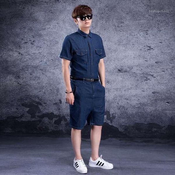men's jeans siamese denim men's jumpsuit suit tide wear shorts short sleeve summer1, Blue
men's jeans siamese denim men's jumpsuit suit tide wear shorts short sleeve summer1, Blue