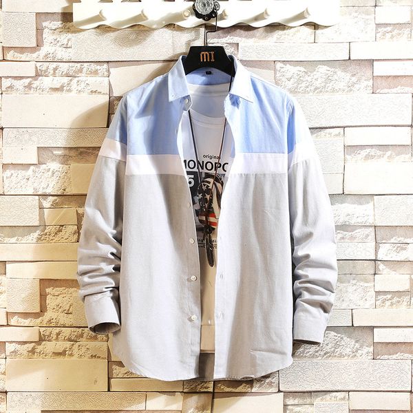 случайные мужские бренды релизы hip hop streetwear измельченные рубашки с длинными рукавами 2020 новая весна больше увелованного размера m-5, White;black
