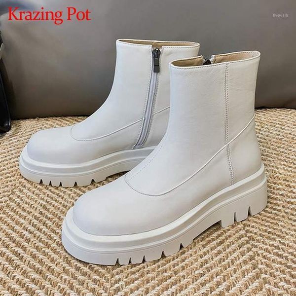 boots krazing pot 2021 genuine leather high fashion netural punk design round toe zipper platform autumn shoes solid ankle l381, Black
boots krazing pot 2021 genuine leather high fashion netural punk design round toe zipper platform autumn shoes solid ankle l381, Black