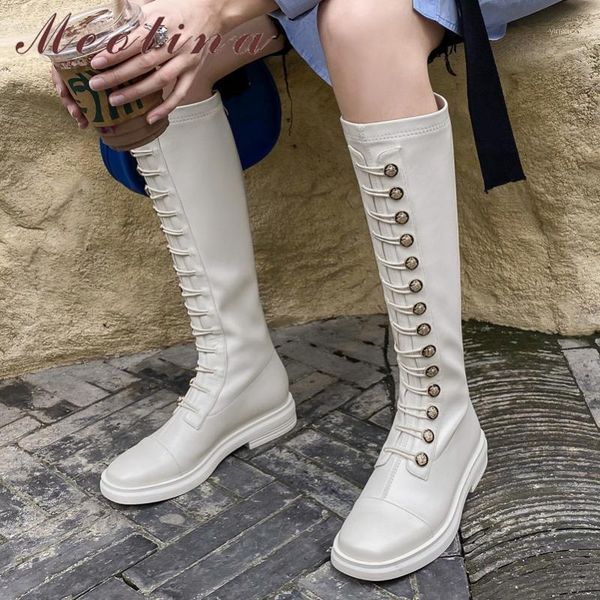 meotina riding boots women shoes genuine leather low heel knee high boots crystal thick heels ladies fashion long beige1, Black 
meotina riding boots women shoes genuine leather low heel knee high boots crystal thick heels ladies fashion long beige1, Black