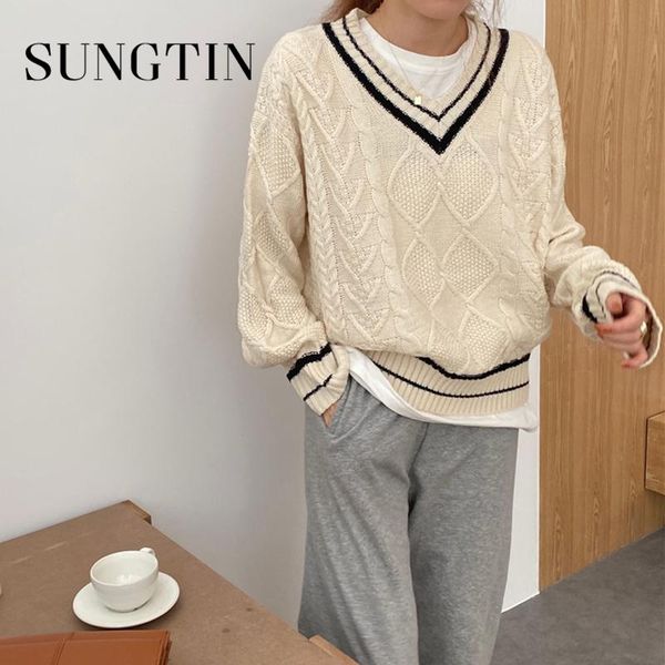 sungtin vintage v see pullovers женщины черный твист вязаный свитер повседневная теплый твердые свободные перемычки корейский chic preppy ha, White;black
sungtin vintage v see pullovers женщины черный твист вязаный свитер повседневная теплый твердые свободные перемычки корейский chic preppy ha, White;black