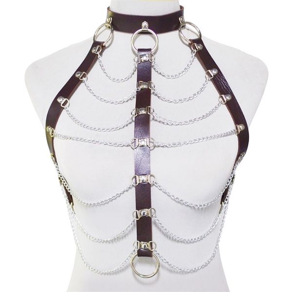 fashion women men black brown rivets leather bondage straps bra body harness belt club gothic body chain charming jewelry t200508, Silver
fashion women men black brown rivets leather bondage straps bra body harness belt club gothic body chain charming jewelry t200508, Silver