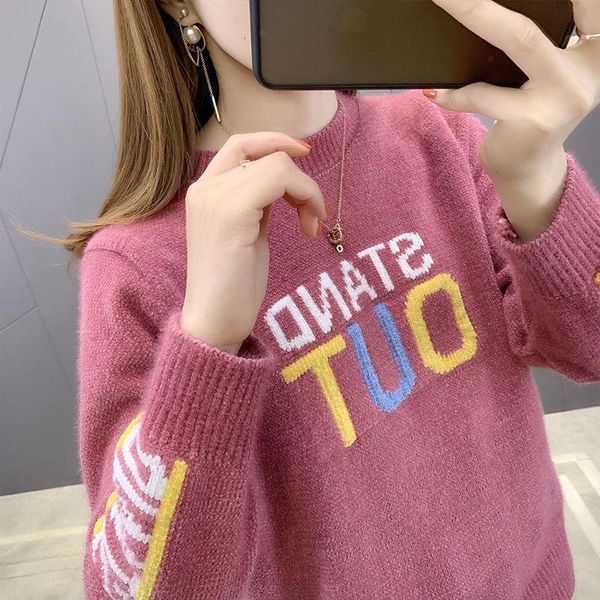women's sweaters 2021 autumn and winter chenille sweater thick imitation mink velvet semi-turtleneck letter loose bottoming shirt, White;black
women's sweaters 2021 autumn and winter chenille sweater thick imitation mink velvet semi-turtleneck letter loose bottoming shirt, White;black
